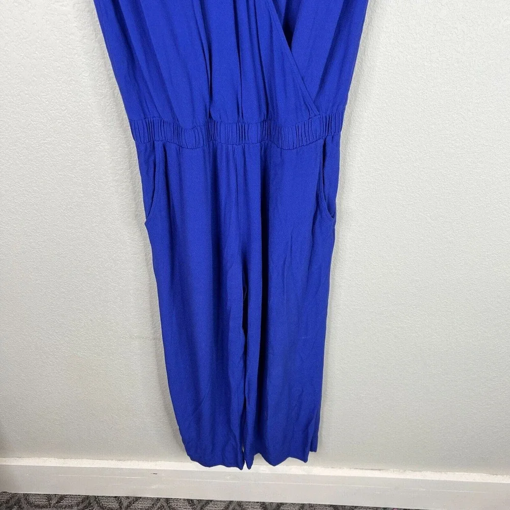 Ba&sh Combinaison Flata Jumpsuit Size 1 Indigo Sleeveless Cropped Wide Leg Crepe